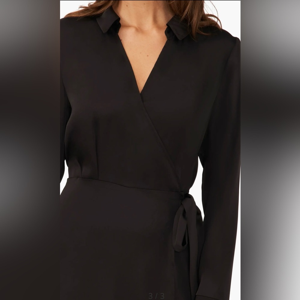 Long Sleeve Faux Wrap Midi Shirtdress Halogen - Picture 3 of 4